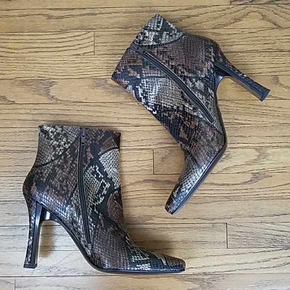 Via Spiga Shoes - Via Spiga Leather Embossed Python Ankle Boots.